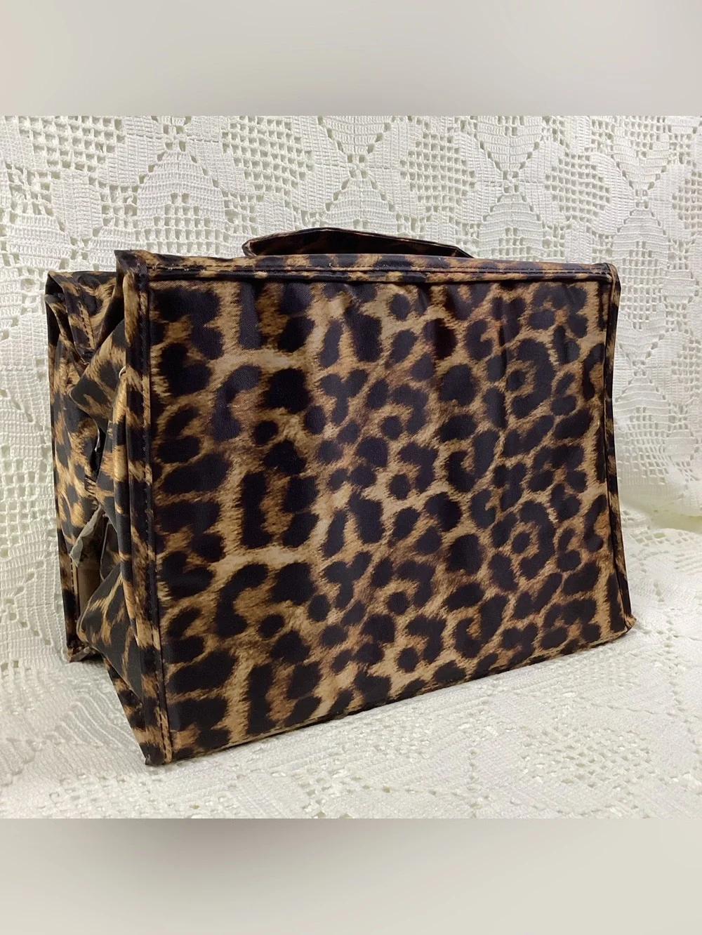 Joy Mangano Leopard Print Cosmetic Train Case with Gold Plaque Extra Large